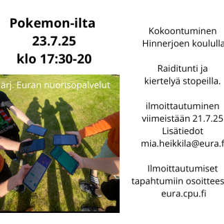 Pokemon-ilta Hinnerjoella 23.7. klo 17.30-20.00