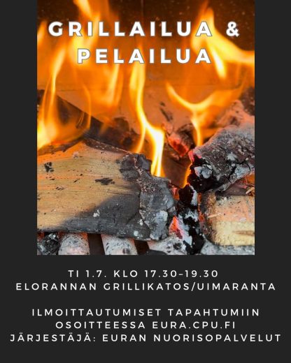 Grillailua ja pelailua Elorannassa ti 1.7. klo 17.30 - 19.30