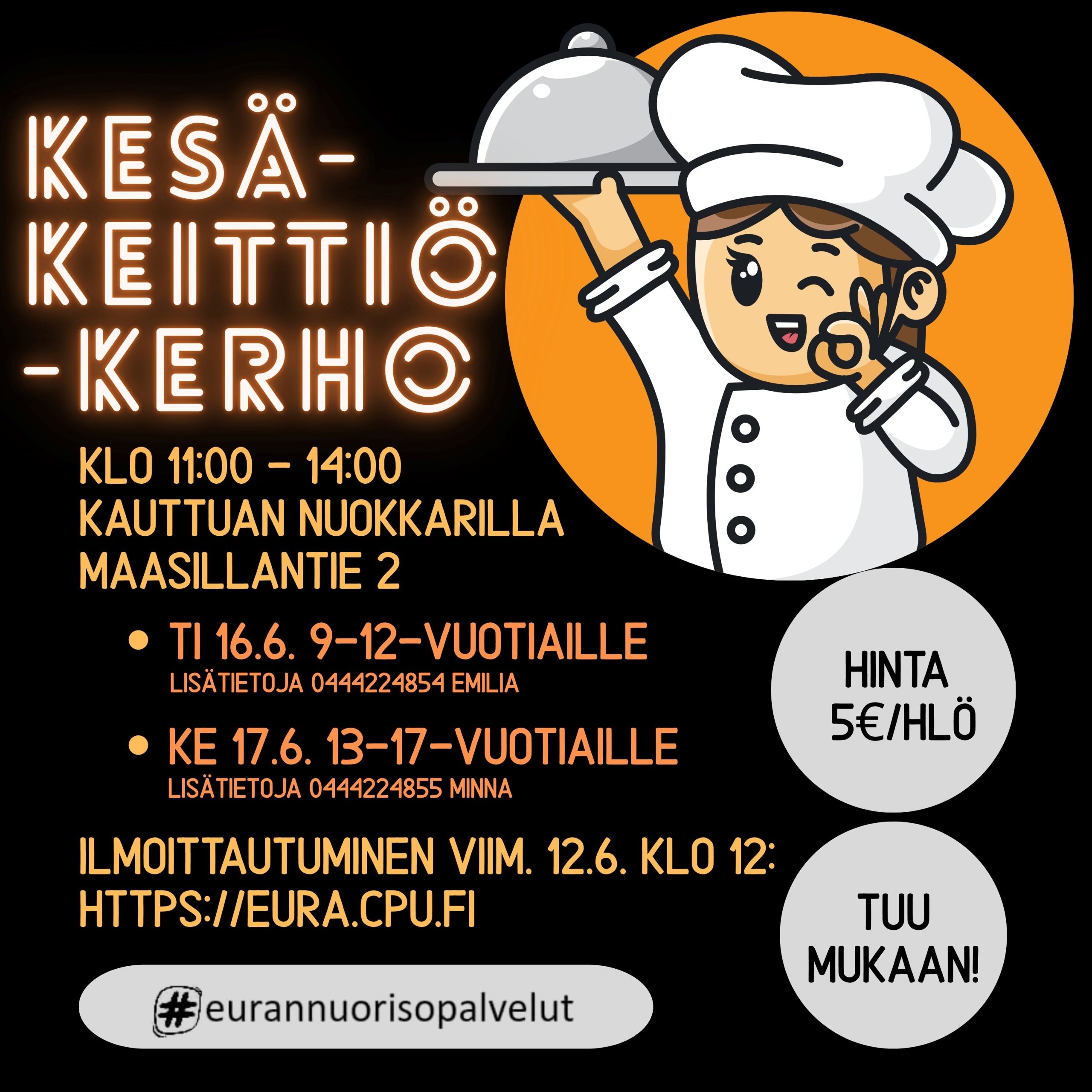 Kesäkeittiökerho 13-17- vuotiaille ke 17.6.